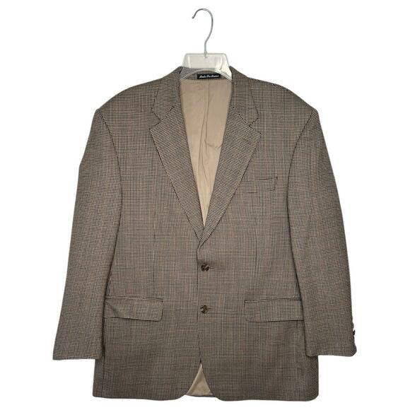 Lauren Ralph Lauren Other - VTG Lauren Ralph Lauren Blazer Jacket Mens 42R Wool Houndstooth Preppy Brown